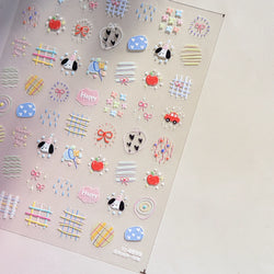 Graffiti Lines Apple Dog Car Bowknot Love Heart Flower Capture Net Grid Butterfly Rain Adhesive Nail Art Sticker Manicure Decals (ONLINE ORDER ONLY)
