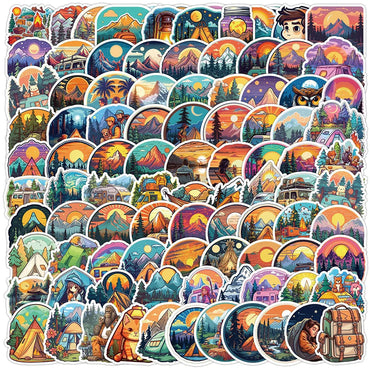 10/30/50/100pcs Mountain Camping Sunrise and Sunset Peaceful Sticker Packs (ONLINE ORDER ONLY)