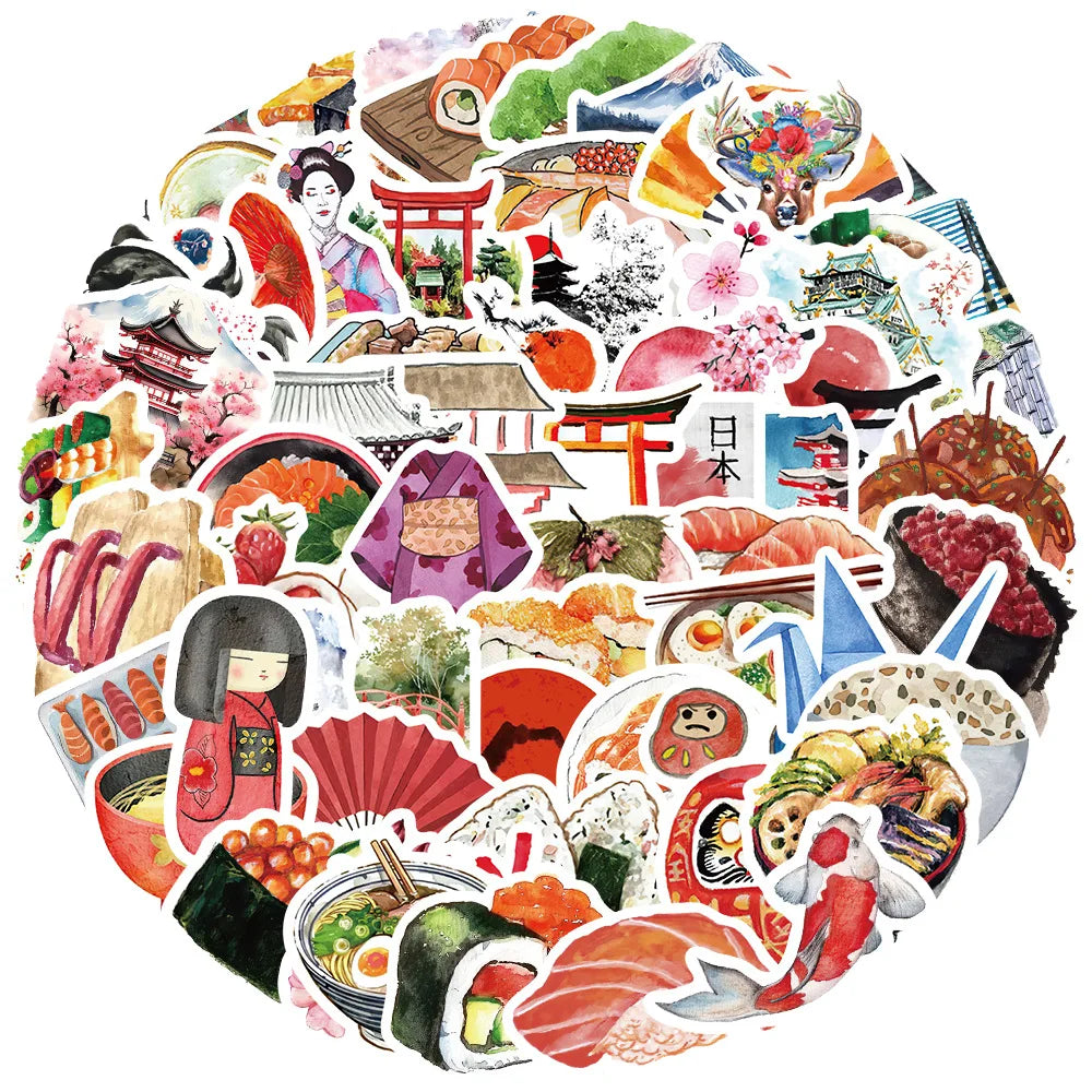Watercolor Travel Graffiti Stickers for Suitcase, Skateboard, Laptop, Luggage, Phone, DIY Decal (ONLINE ORDER ONLY)