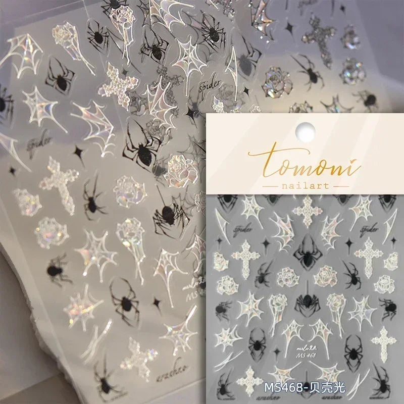 Halloween Ghost Pumpkin Bat Coffin Cat Spider Demon Jelly Self Adhesive Nail Art Sticker Terrifying Candy Candle Manicure Decals (ONLINE ORDER ONLY)