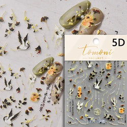 Red Plum Blossom Flower Chinese 3D Self Adhesive Nail Art Decoration Stickers Cheongsam Iris Lily Lotus Vase 5D Manicure Decals (ONLINE ORDER ONLY)