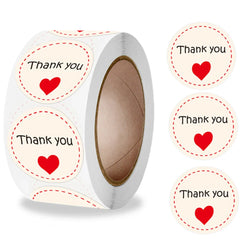 500pcs/roll Round Brown labels Thank You Kraft Stickers 1 inch Wedding Pretty Gift Envelope Sealing Label Stickers Stationery (ONLINE ORDER ONLY)