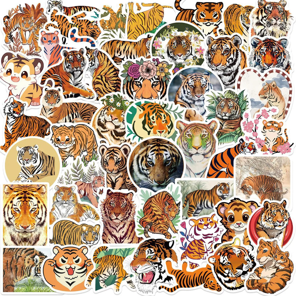 Tiger Graffiti Stickers Cartoon Animal Decals for Phone Laptop Suitcase DIY Scrapbooking (Online Order Only)