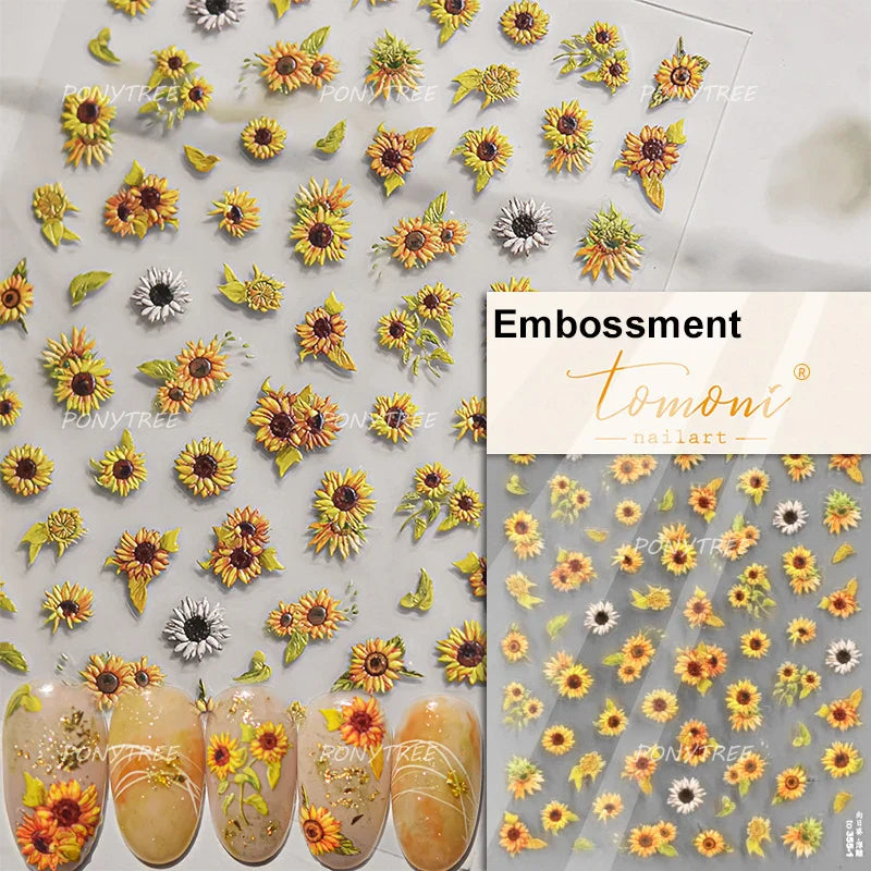 Colourful Daisy Cosmos Hot Stamping Petal Delicate and Pretty Plant Self Adhesive Nail Art Decoration Stickers Manicure Decals (ONLINE ORDER ONLY)