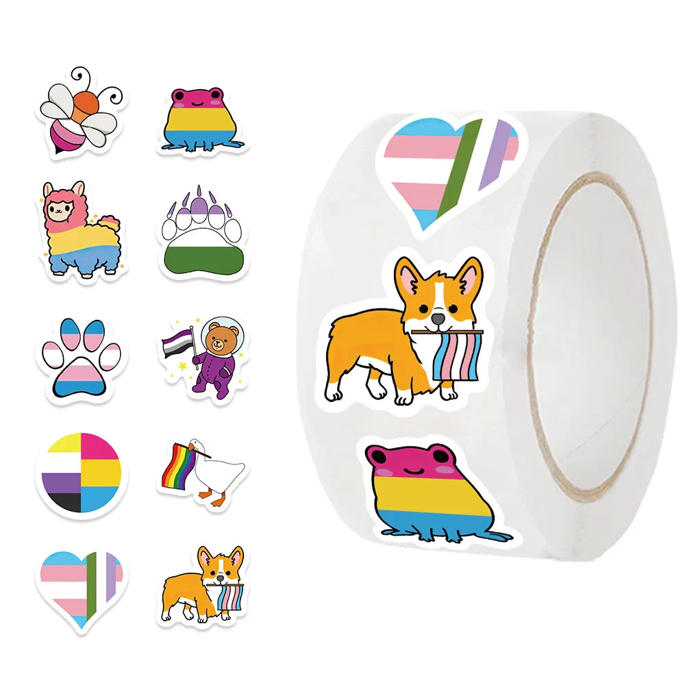 500pcs Rainbow LGBTQ Stickers Roll for Kids for School Reward Decals Students Teachers Cute Animals Stickers Labels (ONLINE ORDER ONLY)
