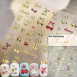 Strawberry Cherry Loquat Longan Peach Grapes Plant Red Bean Fruit Flat Realistic Painting 3D Nail Art Stickers Manicure Decals (ONLINE ORDER ONLY)