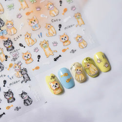 Cute Cat Eye Fishbone Animals Leopard Cat Ginger Cat Kitten Exclamation Point Paw Self Adhesive Nail Art Sticker Manicure Decals (ONLINE ORDER ONLY)