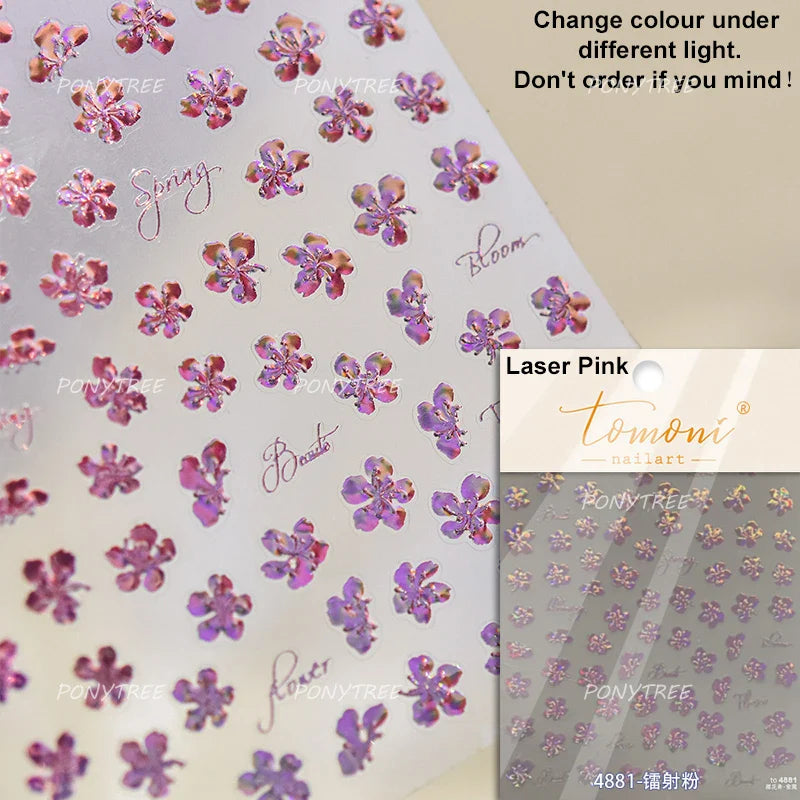 Gold Hot Stamping Flowers Leaves 3D 5D Pearl Bead Delicate Self Adhesive Nail Art Decorations Stickers Manicure Decals Wholesale (Online Order Only)