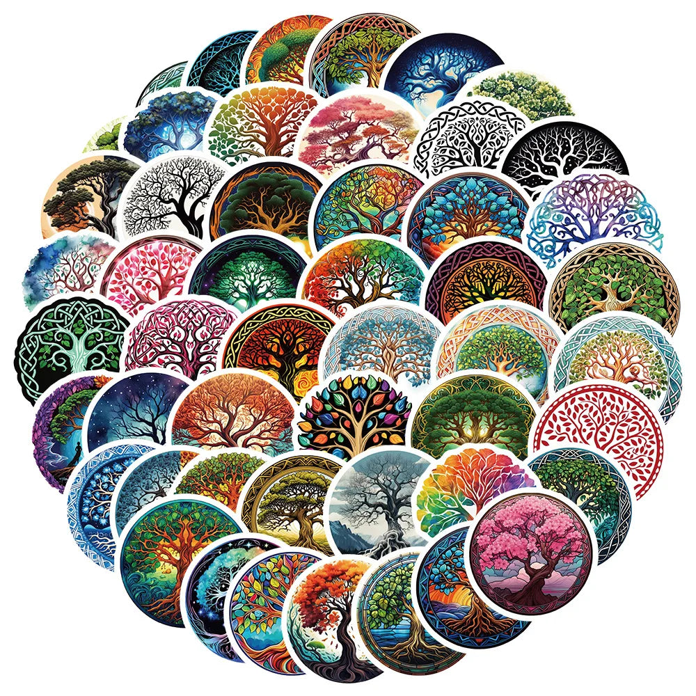 Cartoon Tree of Life Stickers for Suitcase, Skateboard, Laptop, Phone, Car - 10/30/50pcs (ONLINE ORDER ONLY)