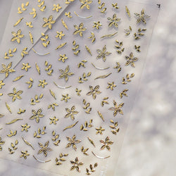 Gold Hot Stamping Flowers Leaves 3D 5D Pearl Bead Delicate Self Adhesive Nail Art Decorations Stickers Manicure Decals Wholesale (Online Order Only)