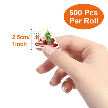 100-500pcs Heterotypic Christmas Themed Santa Claus Transportation Stickers 8 Designs 2.5 cm/1 inch DlY Graffiti Holiday Labels (Online Order Only)