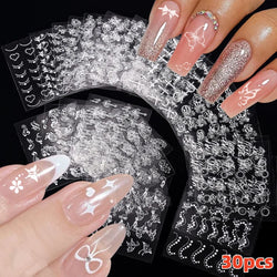 20pcs Laser Shining Aurora Shell Butterfly Nail Stickers 5D Nail Art Design Decals DIY Manicure Y2K Bronzing Stickers For Nails* (ONLINE ORDER ONLY)