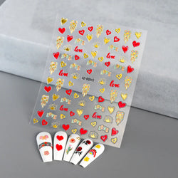 1pc Bohemian Valentine Nail Stickers 3D Self-Adhesive Fantasy Nail Art Glitter Sun, Heart, Lock, Star & Moon Designs Nail Decals (ONLINE ORDER ONLY)