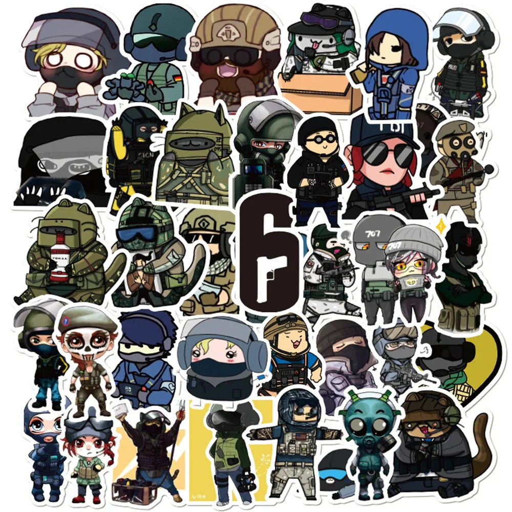 49PCS Rainbow Six Siege Waterproof Stickers for Laptop, Car, Bike (Online Order Only)