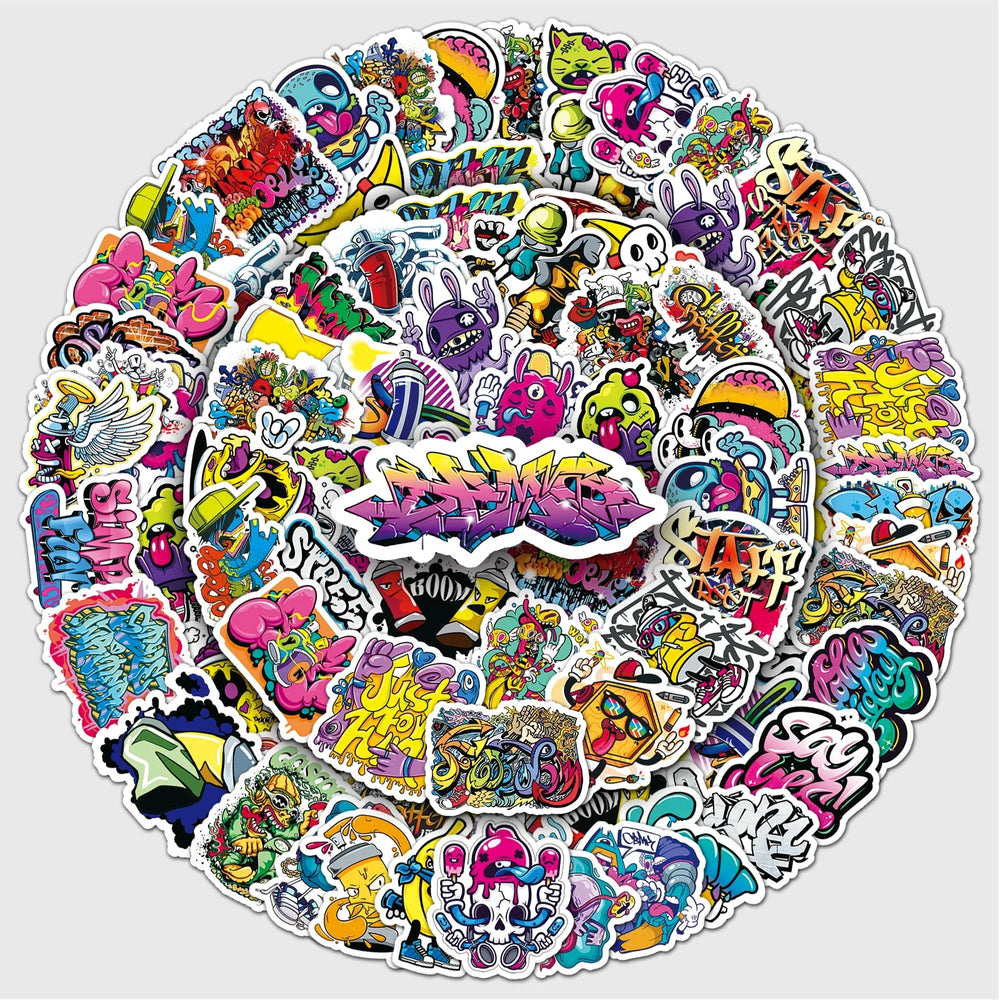 50Pcs Cartoon Graffiti Waterproof Vinyl Stickers for Skateboard Snowboard (Online Order Only)