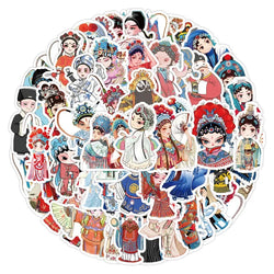 60pcs Peking Opera Cartoon Stickers for Luggage, Water Cup, Phone, Laptop, Car, Refrigerator (Online Order Only)