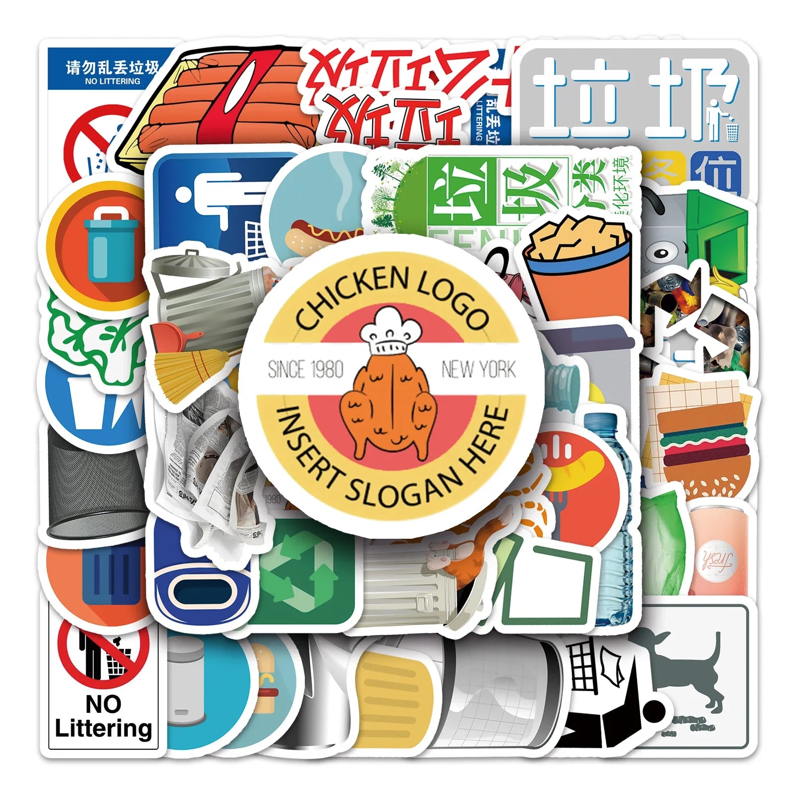 50Pcs Cartoon Junk Food Waterproof Vinyl Stickers for Skateboard Snowboard (ONLINE ORDER ONLY)