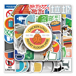 50Pcs Cartoon Junk Food Waterproof Vinyl Stickers for Skateboard Snowboard (ONLINE ORDER ONLY)