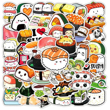 10/30/50PCS Cute Cartoon Sushi PVC Sticker Aesthetic Sticky Decoration Scrapbooking Korean Stationery School Supplies for Kids (Online Order Only)