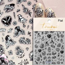 Black Cat Kitten Glasses Camera Timepiece Shoe Notebook Vase Pen Teapot Bowknot Item Adhesive Nail Art Stickers Manicure Decals (Online Order Only)