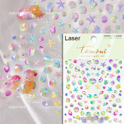 Shiny Colourful Marine Shell Starfish Ocean Elements Star Water Bubbles Star Conch Underwater Nail Art Stickers Manicure Decals (ONLINE ORDER ONLY)