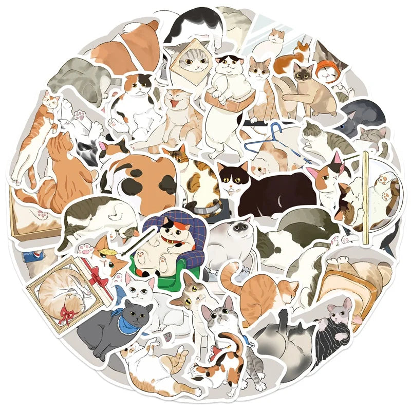10/30/50PCS Kawaii Angry Cat Sticky PVC Sticker Aesthetic DIY Decoration Scrapbooking Korean Hand Accounting Supplies for Kids (ONLINE ORDER ONLY)