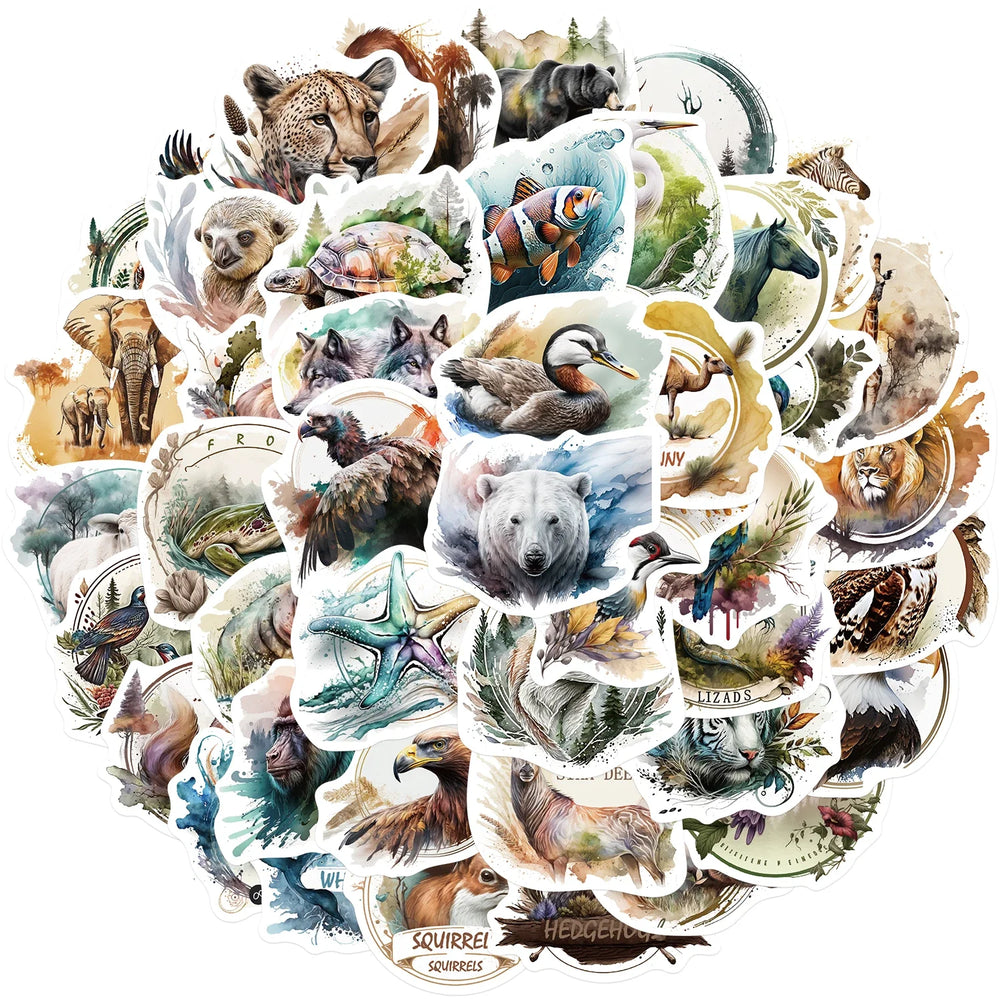 50PCS Cute Zoo Wild Animals Cartoon Stickers for Kids Toy DIY Luggage Laptop Guitar Skateboard Phone Case Bike Car Sticker (ONLINE ORDER ONLY)