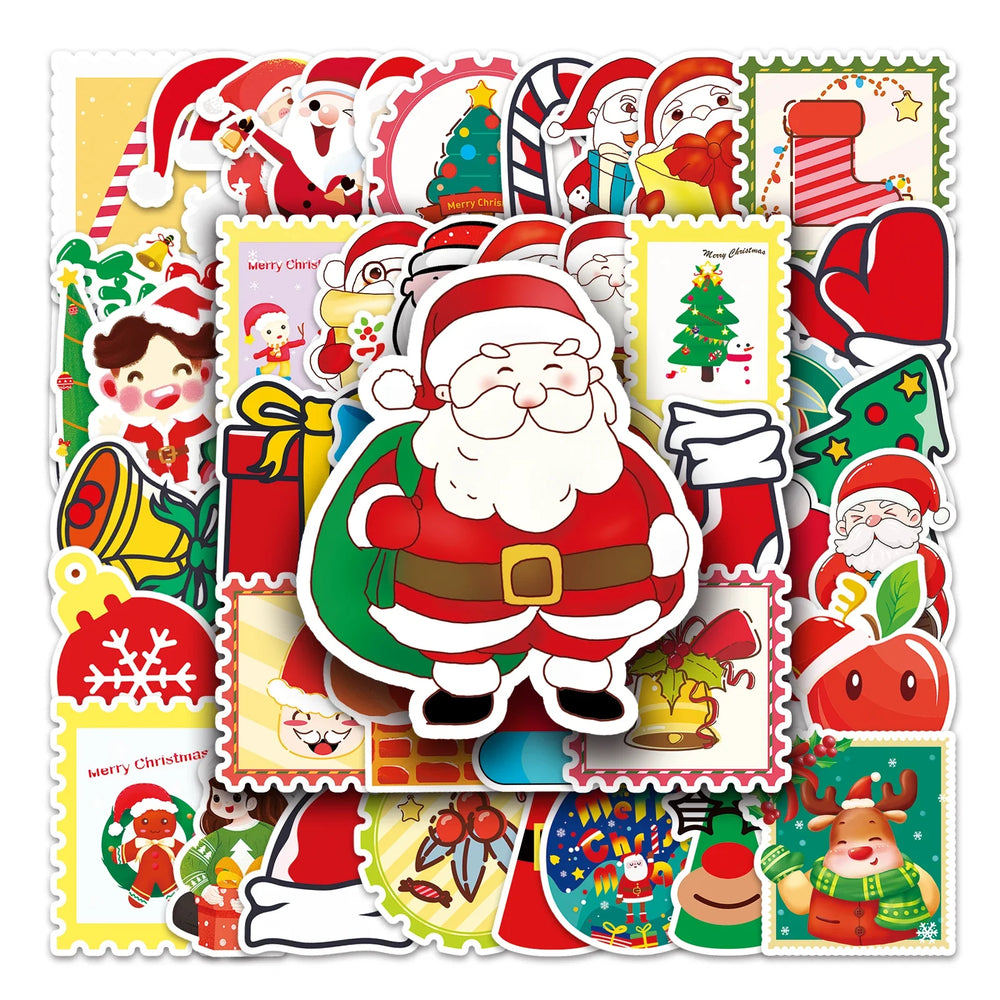 50Pcs Christmas Cartoon Waterproof Vinyl Stickers for Skateboard Snowboard (ONLINE ORDER ONLY)