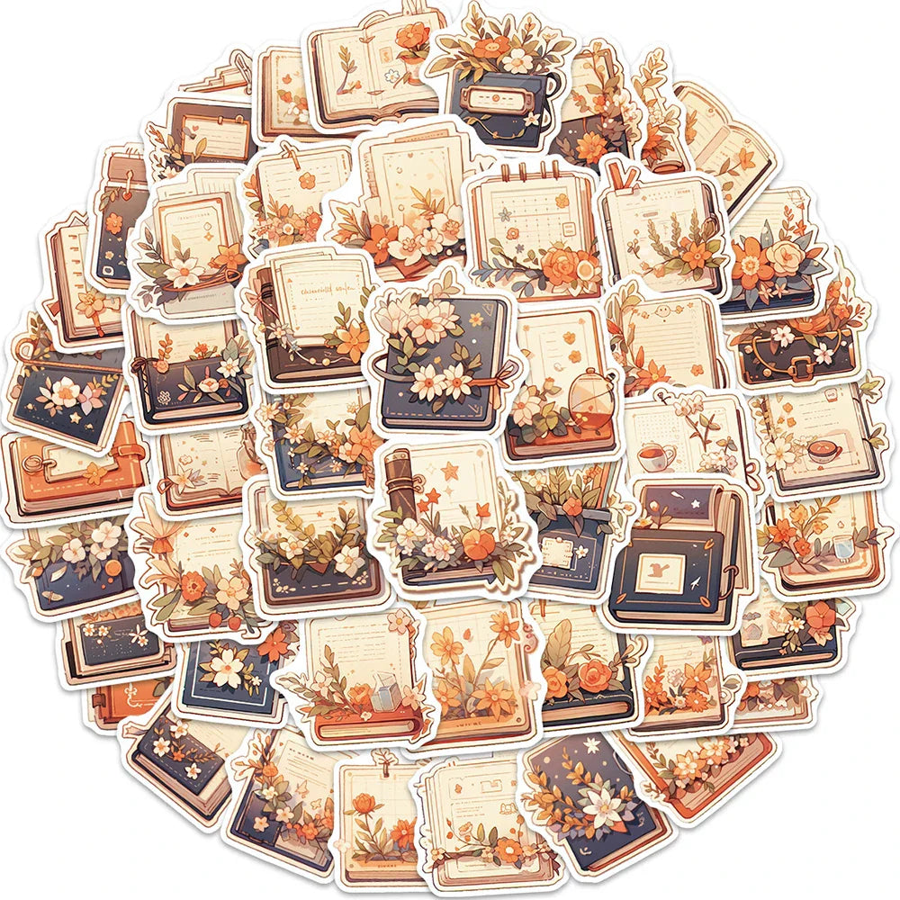 Cartoon Flower Book Stickers for Notebook Phone Luggage Guitar Laptop Bike - 10/30/50PCS (Online Order Only)