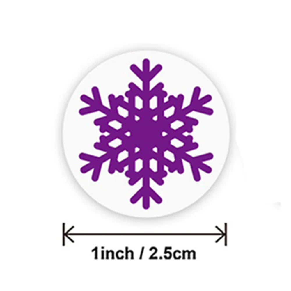 100-500pcs Color Snowflake Merry Christmas Sticker Gift Envelope Sealing Label Decoration Stationery Sticker 2.5cm (ONLINE ORDER ONLY)