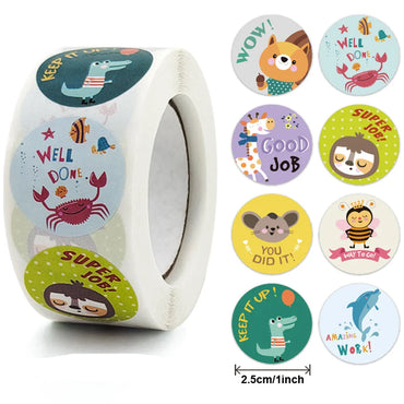 100-500pcs Cute Cartoon Animals Thank You Label Stickers For Gift Package Card Festival Party Wrapping Children Teaching 1inch (ONLINE ORDER ONLY)