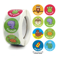 100-500pcs 8 Styles Round Cartoon Animal Reward Stickers Kids Party Handmade Scrapbooking Gift Packaging Seal Label (Online Order Only)