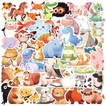 10/30/50PCS Cartoon Smile Animal PVC Sticker Aesthetic Decoration Scrapbooking Korean Stationery School Supplies for Kids (ONLINE ORDER ONLY)