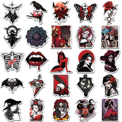 10/30/50pcs Art Red Cyberpunk Stickers Gothic Horror Graffiti Decal Skateboard Bike Laptop Scrapbooking Cool Cartoon Sticker Toy (ONLINE ORDER ONLY)
