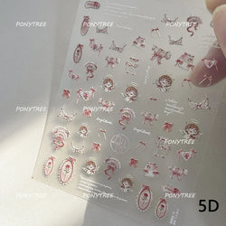 Tulips Flower Letter Bowknot Butterfly Irregular Lines Pearl Tender 5D Adhesive Nail Art Stickers Manicure Decals Stick on Nail (ONLINE ORDER ONLY)
