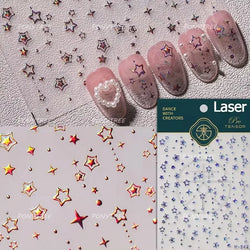 Romantic Purple Star Moon Butterfly Bowknot Retro Water Drop Gem Starburst Adhesive Nail Art Stickers Starlight Manicure Decals (ONLINE ORDER ONLY)