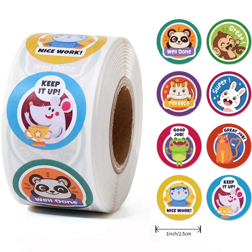100-500pcs Teacher Reward Sticker Fun Motivation Animal Sticker For School Teacher Student Stationery Stickers (Online Order Only)
