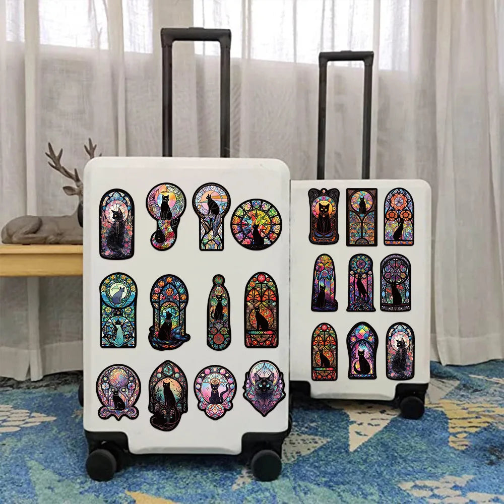 10/30/50PCS Cartoon Gothic Cat Stickers Cool Dark Wind Graffiti Decals PVC Waterproof DIY Motorcycle Phone Fridge Car Sticker (ONLINE ORDER ONLY)