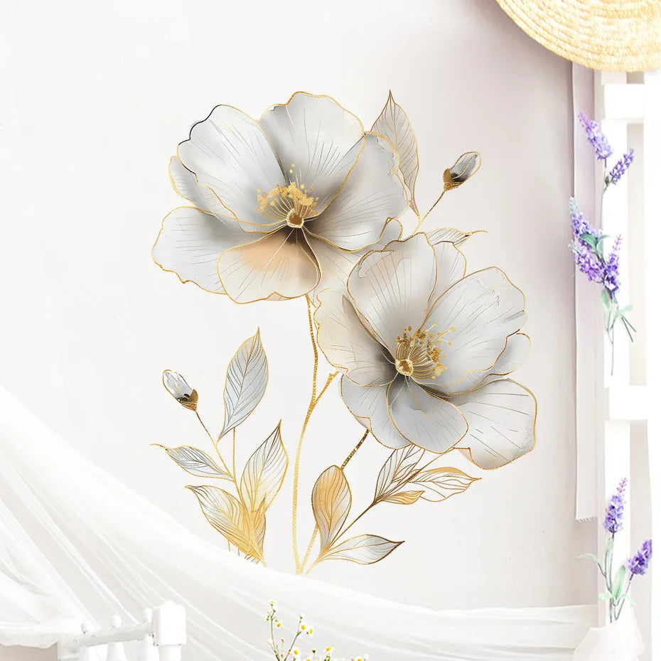 Watercolor Flower Wall Stickers Romantic Home Decor Vinyl Decals (Online Order Only)