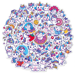10/30/50PCS Funny Cartoon Unicorn Sticker Decals Gift DIY Phone Scrapbook Suitcase Helmet Car Classic Toys Waterproof Stickers (ONLINE ORDER ONLY)