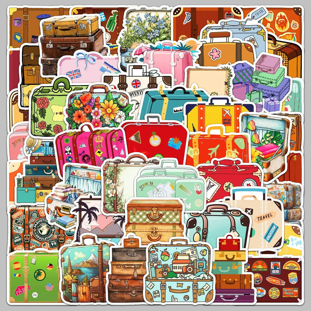 50Pcs Cartoon Suitcase Luggage Stickers for Helmet, Wall, DIY Decoration (ONLINE ORDER ONLY)