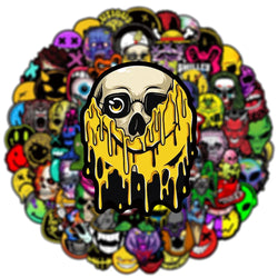 10/30/50/100PCS Horror Gothic Skull Meme Stickers Cool Graffiti DIY Skateboard Luggage Laptop Car Decals PVC Waterproof Kids Toy (ONLINE ORDER ONLY)