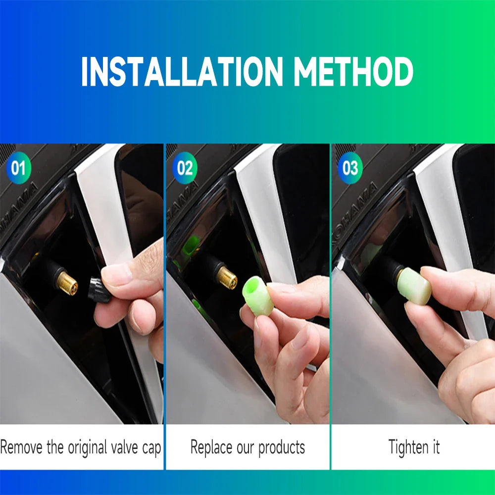 Car Luminous Tire Valve Cap Motorcycle Bike Wheel Nozzle Fluorescent External Accessories Decor Tyre Valve Stem Luminous Caps (ONLINE ORDER ONLY)