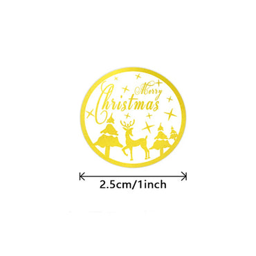 100-500pcs Round Merry Christmas Stickers Gold Foil Christmas Envelope Seals Holiday Stickers for Gift Boxes (Online Order Only)