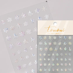 Hot Stamping Romantic White Gold Snowflakes Hexagon Winter 3D Self Adhesive Nail Art Stickers Shiny Rhinestone Manicure Decals (Online Order Only)