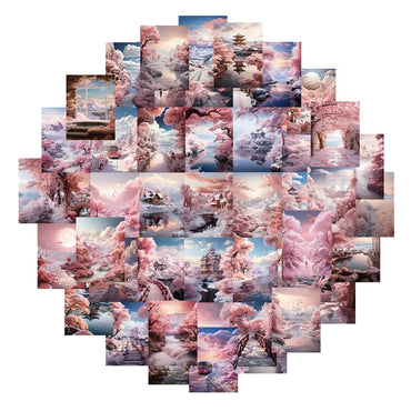 Romantic Pink Scenery Waterproof Stickers for Laptop, Motorcycle, Luggage, Snowboard, Fridge, Car - 10/30/50pcs (ONLINE ORDER ONLY)