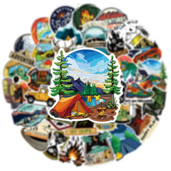 50pcs Forest Camping Hiking Outdoor Stickers Travel Scenery Decals Suitcase Luggage Scrapbook Waterproof Graffiti Sticker Toys (ONLINE ORDER ONLY)