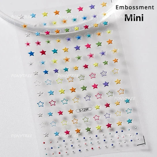 Sparkle Laser Silver Starburst Five-pointed Star Geometric Tiny Spot Romantic 5D Self Adhesive Nail Art Stickers Manicure Decals (ONLINE ORDER ONLY)