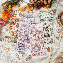 2 Sheets Cute Lolita Girl Decoration Sticker Aesthetics Hand Account DIY Collage Material Kawaii Stationery Scrapbooking Sticker (Online Order Only)