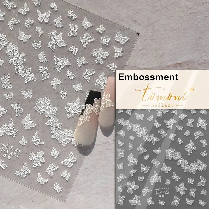 Charming Golden Gradient Shiny Rhinestone Jelly Butterfly Flower Petal Bowknot 3D Self Adhesive Nail Art Sticker Manicure Decals (ONLINE ORDER ONLY)